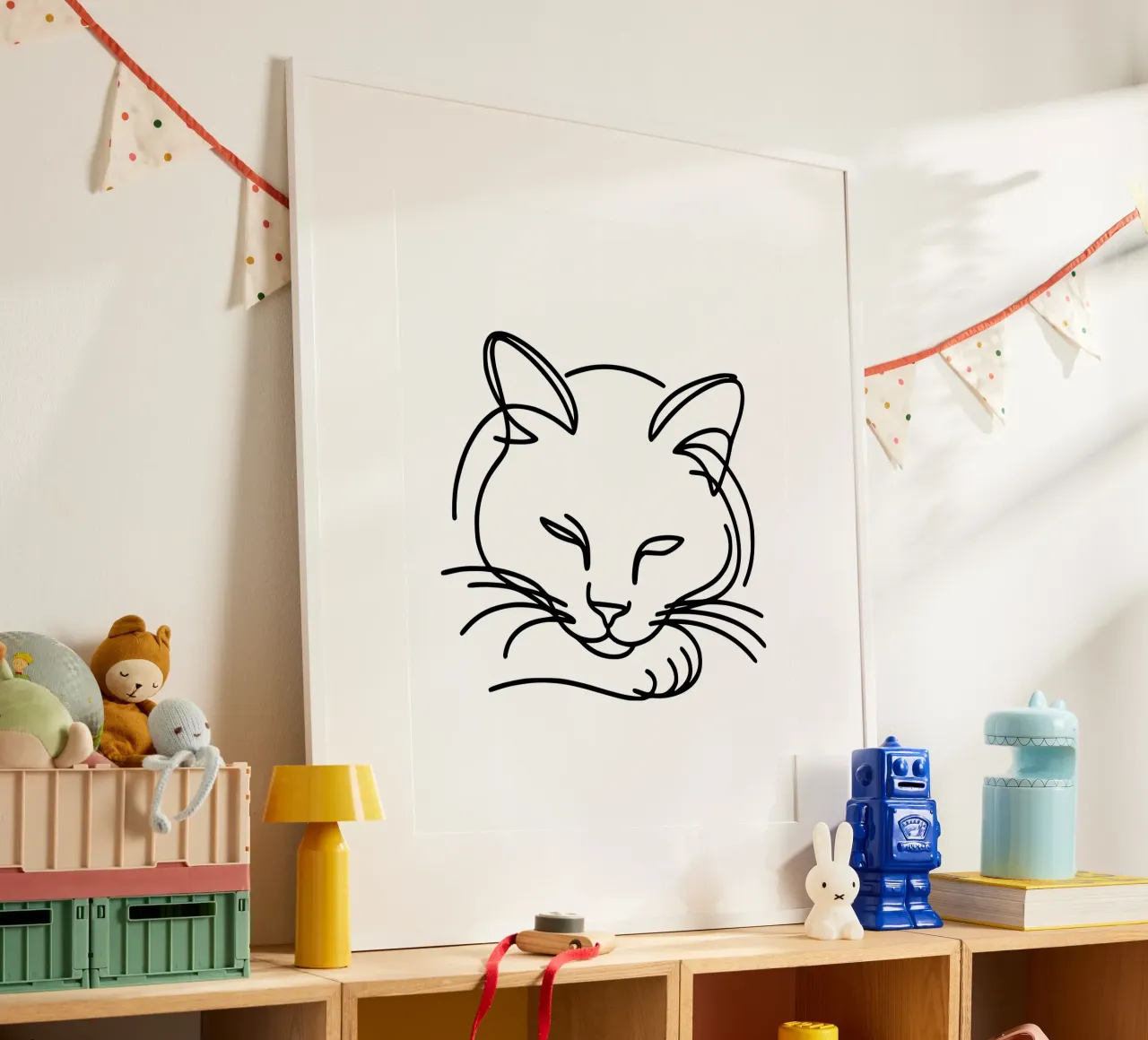 Cool Cat - Il gatto rilassato poster con telaio in plastica da Bold & Simple