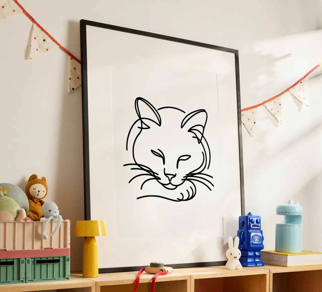 Cool Cat - Il gatto rilassato poster con telaio in plastica da Bold & Simple