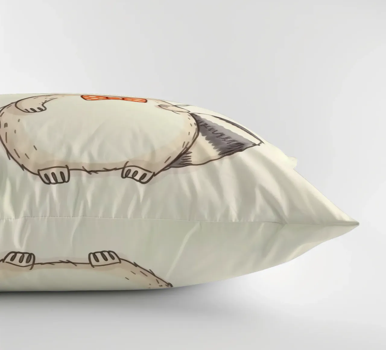 Simpatico procione che tiene in mano un palloncino a forma di cuore e indossa un papillon cuscino da DesignDoodle