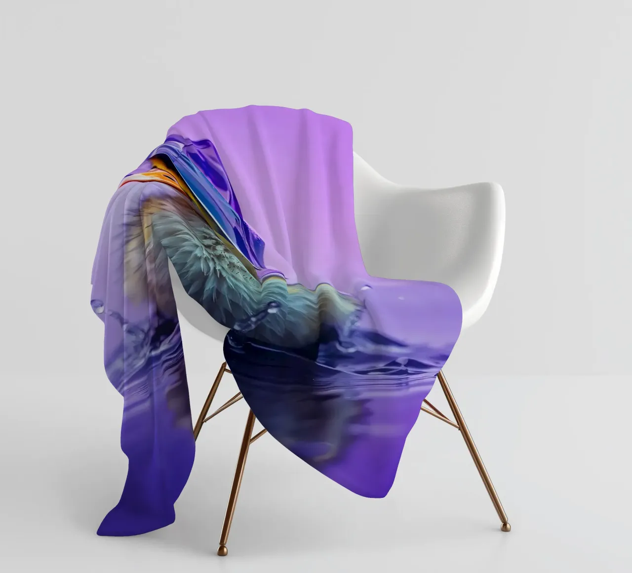 Un simpatico anatroccolo spruzza acqua indossando un piccolo cappello viola coperta in pile da DesignDoodle