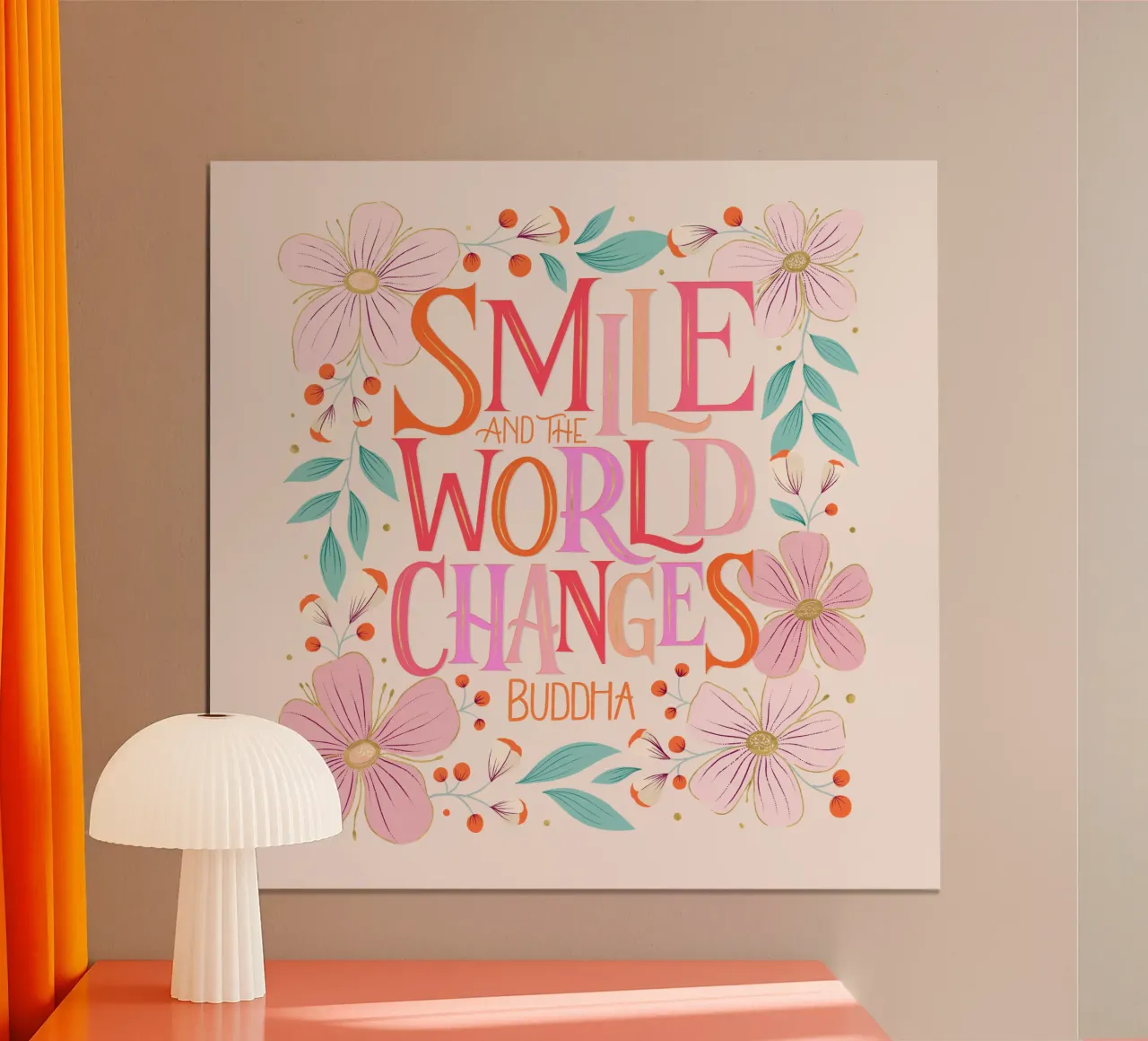 Sorridi e il mondo cambia. Zitat. Fiori e scritte carta hahnemühle da CalliLetters