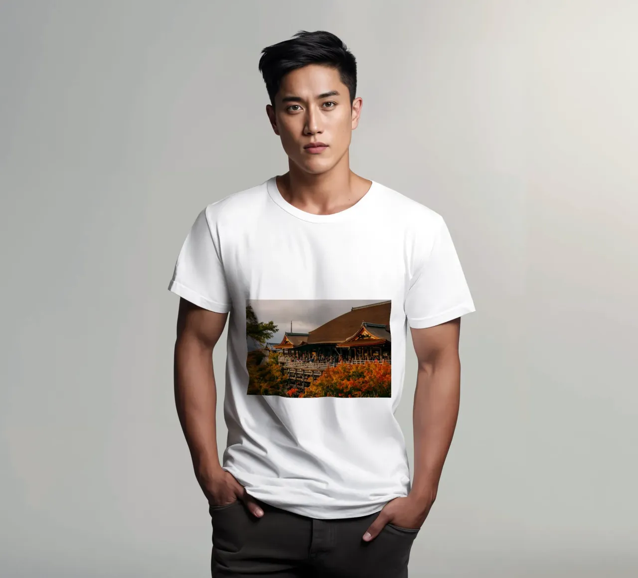 Kiyomizu-dera in Kyoto in Autumn t-shirt by Marcel Bisig