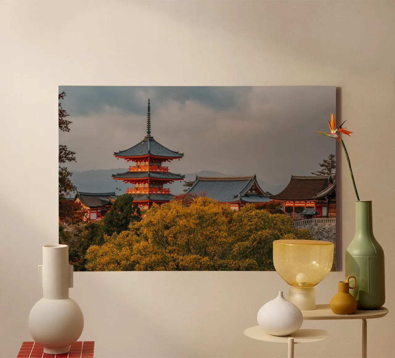 Kiyomizu-dera tempelpagode in de herfst in Kyoto canvas van Marcel Bisig