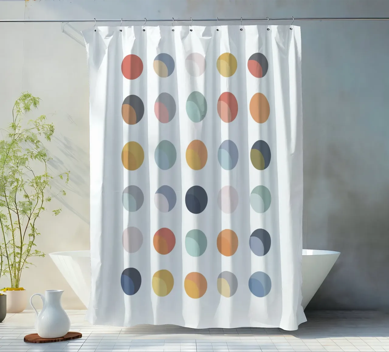 Boho Dots Abstrakte Kunst Duschvorhang von Paigaam Studio
