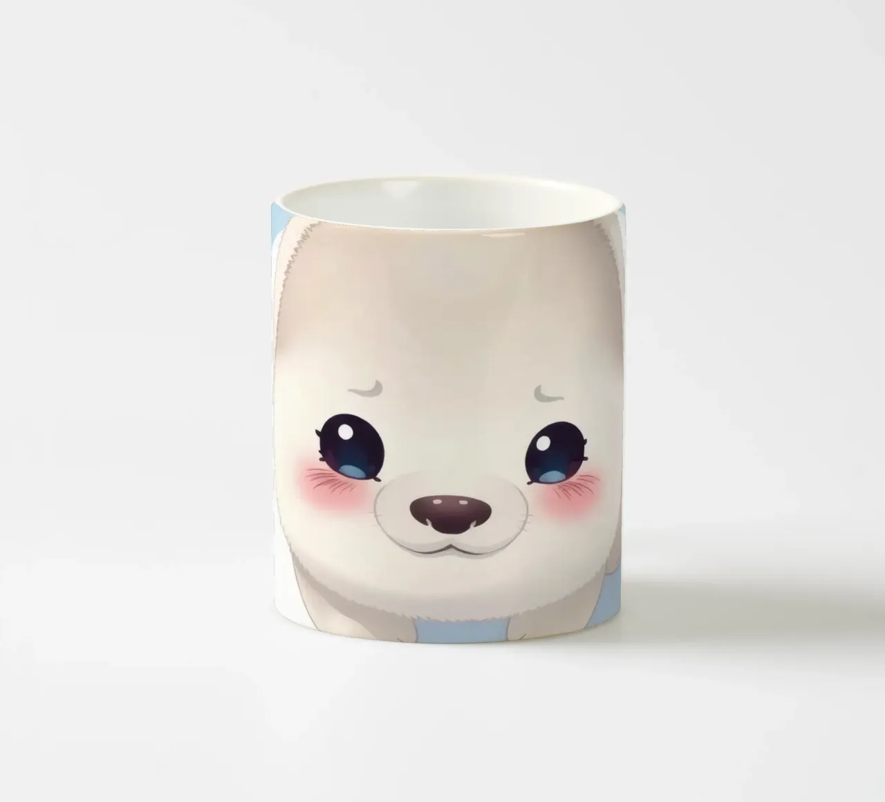 Carino il cucciolo animato che riposa su una banchisa circondata da un'isola di ghiaccio tazza in ceramica da DesignDoodle