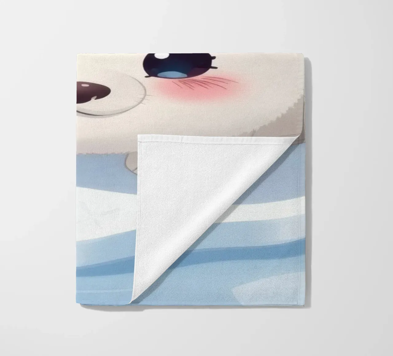 Cute animated puppy resting on an ice floe surrounded beach towel by DesignDoodle