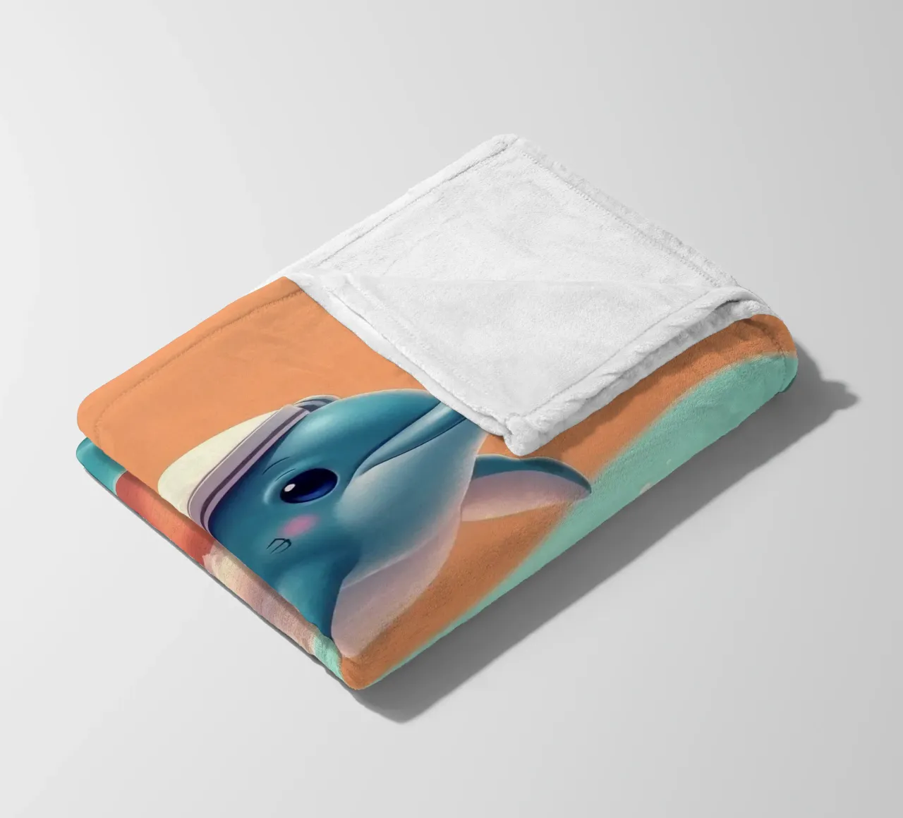 Dolphin leaps joyfully over colorful waves during sunny day fleece blanket by DesignDoodle