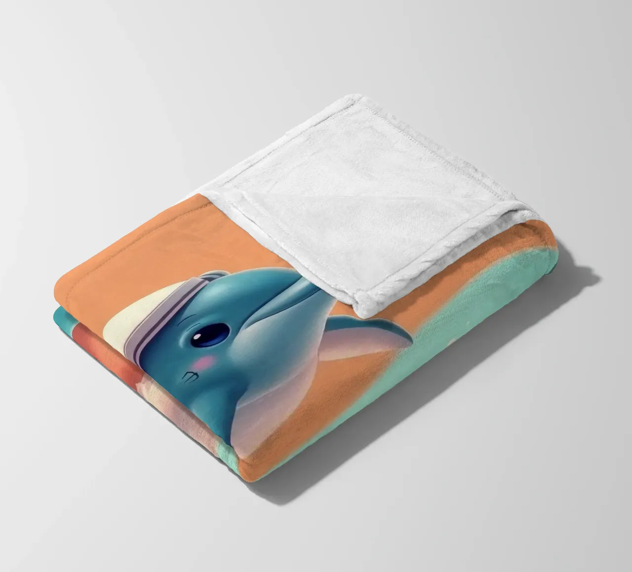 Dolphin leaps joyfully over colorful waves during sunny day fleece blanket by DesignDoodle