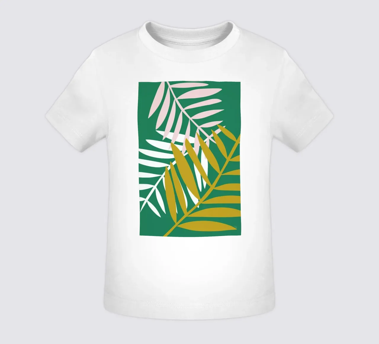 Palm Leaves in Green baby t-shirt by Linda Gobeta
