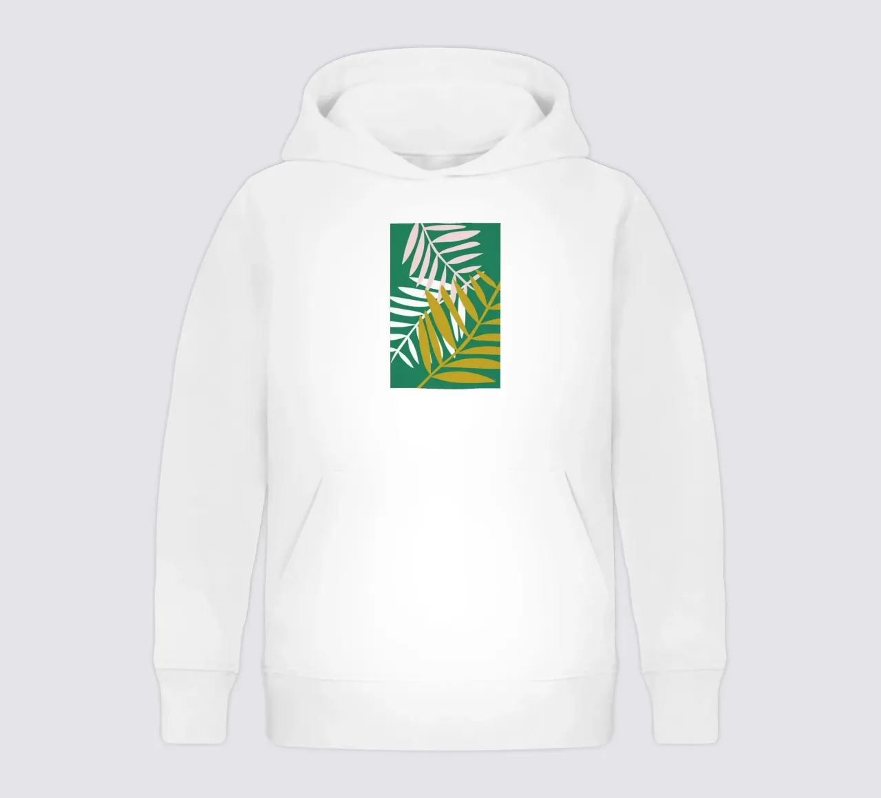 Palm Leaves in Green kids hoodie by Linda Gobeta