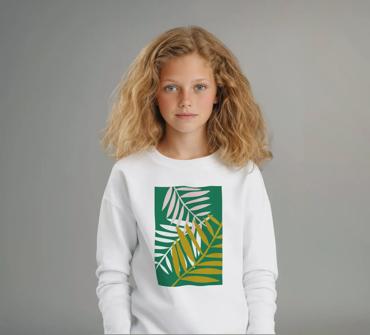 Palm Leaves in Green felpa bambino da Linda Gobeta