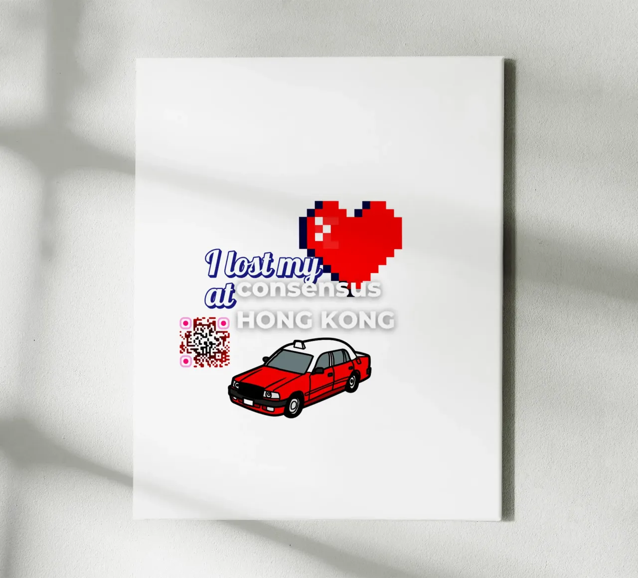 LostMyHeartIn_HK_BTC tela con Cornice a cassetta da Crypto_Jungle