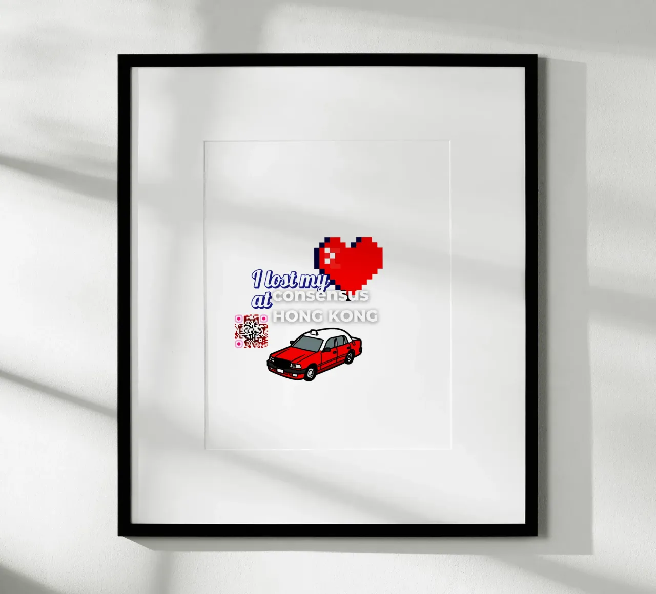 LostMyHeartIn_HK_BTC poster con telaio in legno da Crypto_Jungle