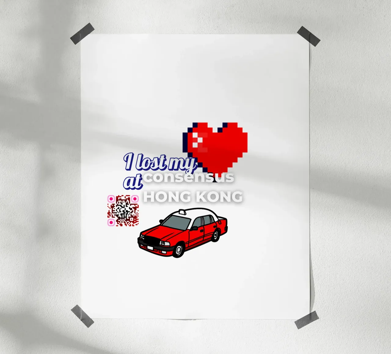 LostMyHeartIn_HK_BTC poster con telaio in legno da Crypto_Jungle