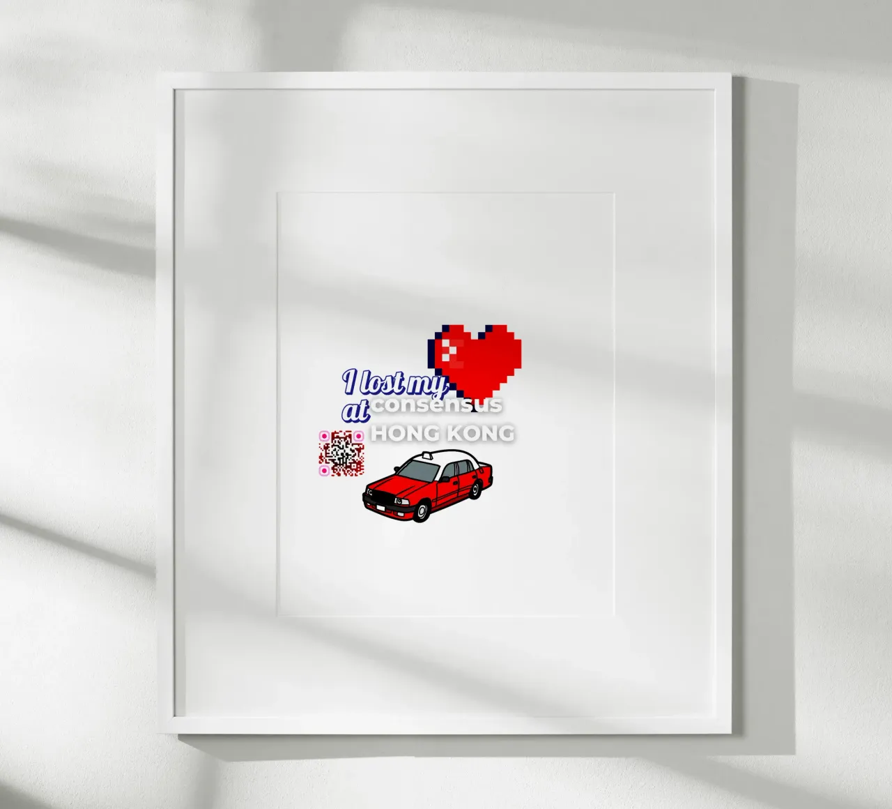LostMyHeartIn_HK_BTC poster con telaio in legno da Crypto_Jungle