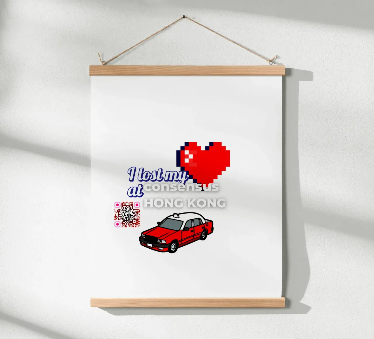 LostMyHeartIn_HK_BTC poster con telaio in legno da Crypto_Jungle