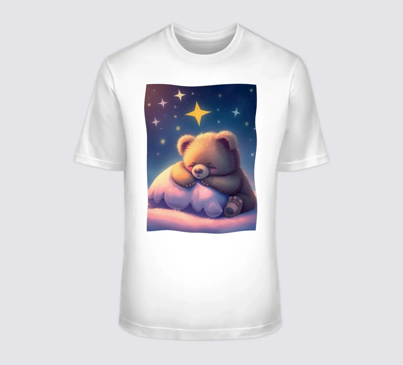 Schattig berenjong dat vredig slaapt op een donzig kussen t-shirt van DesignDoodle