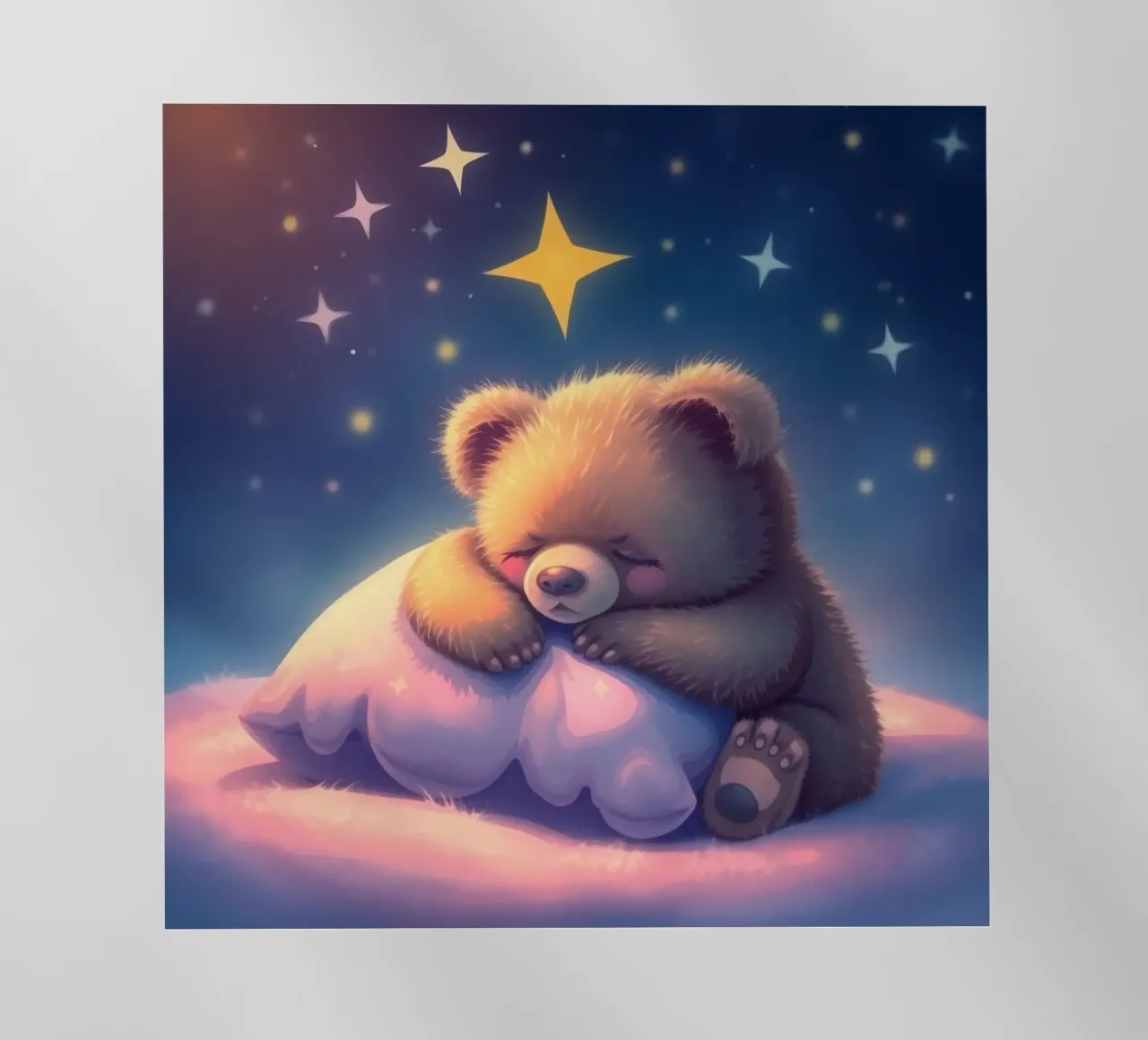 Carino il cucciolo d'orso che dorme pacificamente su un soffice cuscino pellicola backlit da DesignDoodle