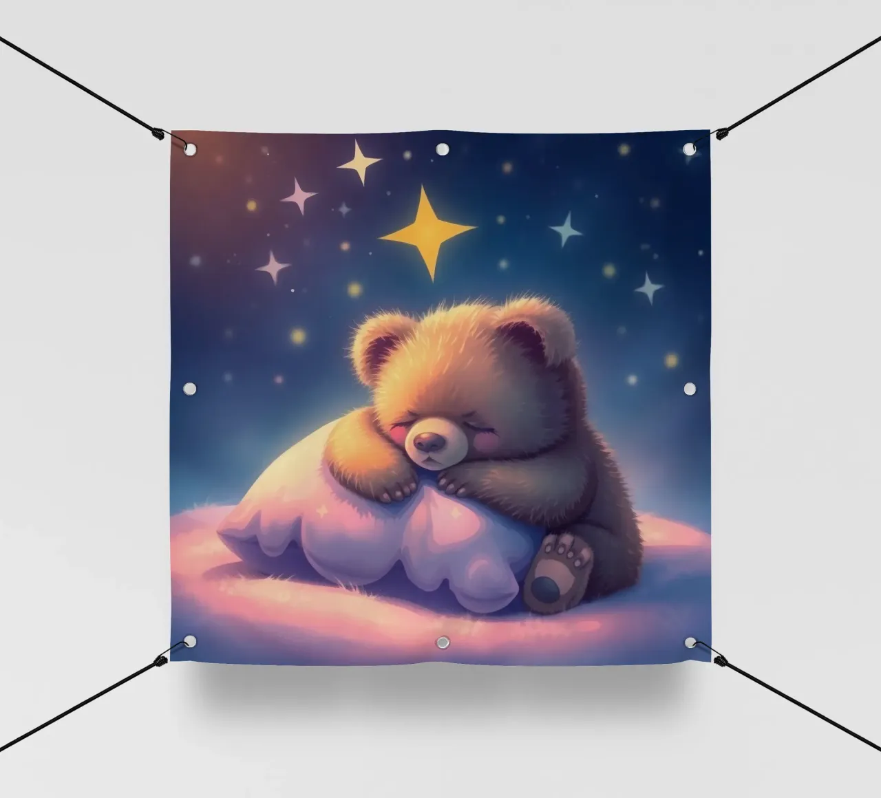 Carino il cucciolo d'orso che dorme pacificamente su un soffice cuscino telo in pvc da DesignDoodle