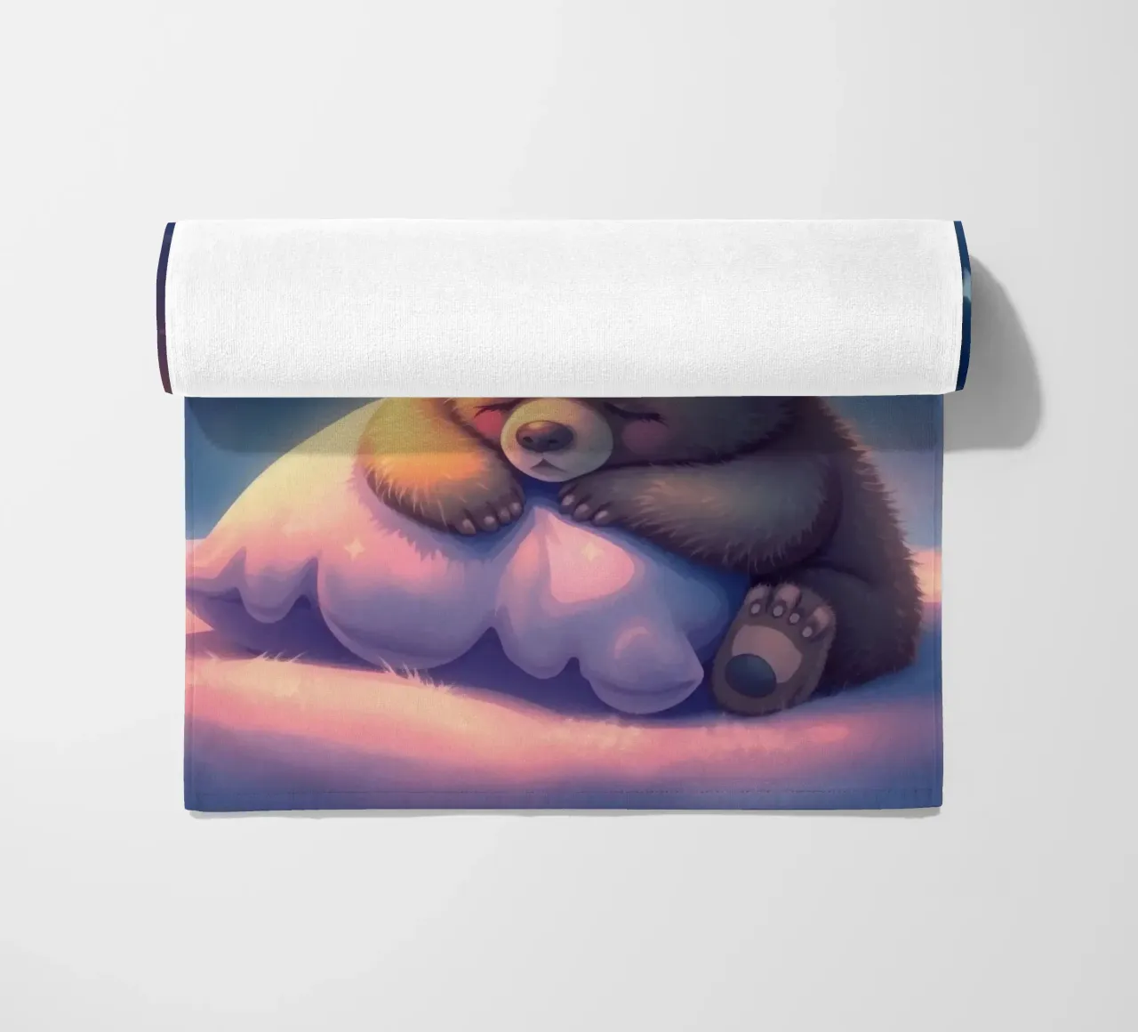 Carino il cucciolo d'orso che dorme pacificamente su un soffice cuscino telo mare da DesignDoodle