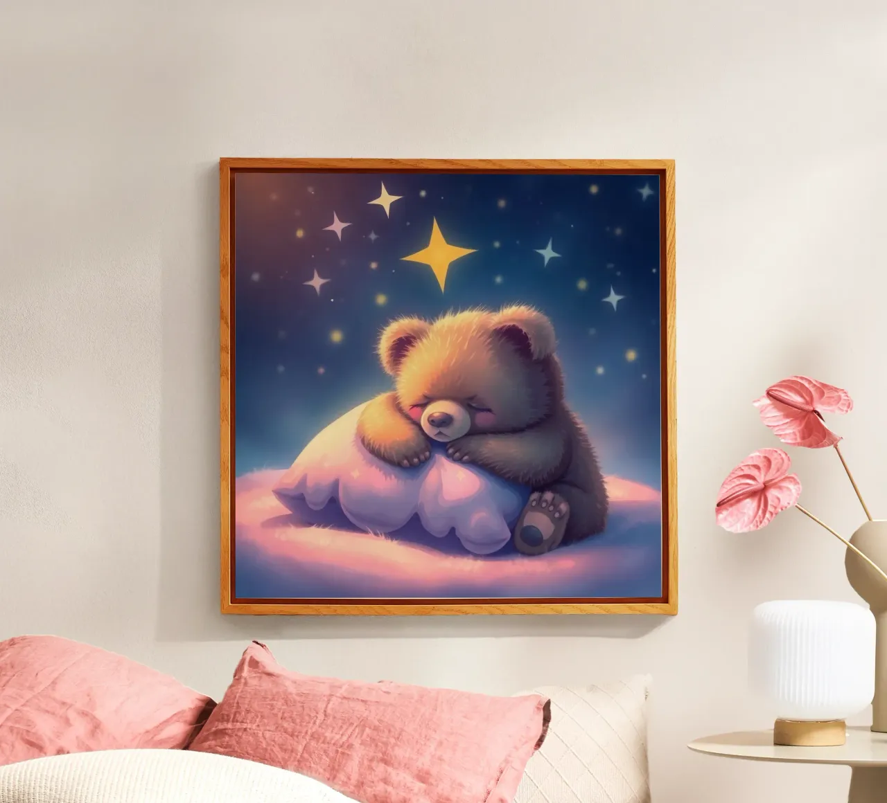 Schattig berenjong dat vredig slaapt op een donzig kussen acryl van DesignDoodle