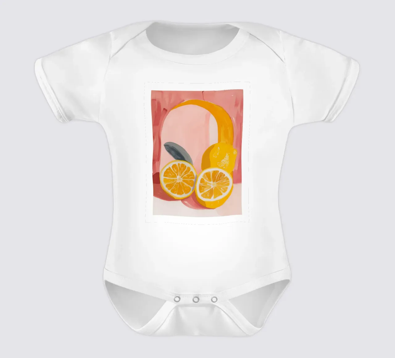 Zitrone drucken Illustration, abstrakte Frucht Kunst, Zitrone Poster Kurzarm Babybody von Bella Studio