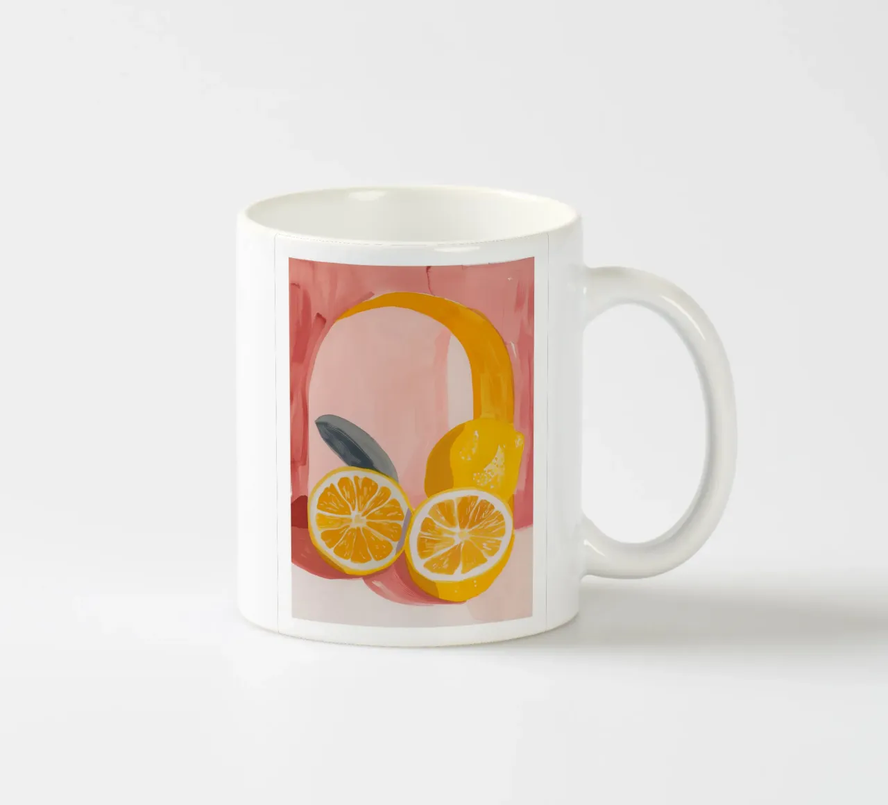 Zitrone drucken Illustration, abstrakte Frucht Kunst, Zitrone Poster Keramik Tasse von Bella Studio