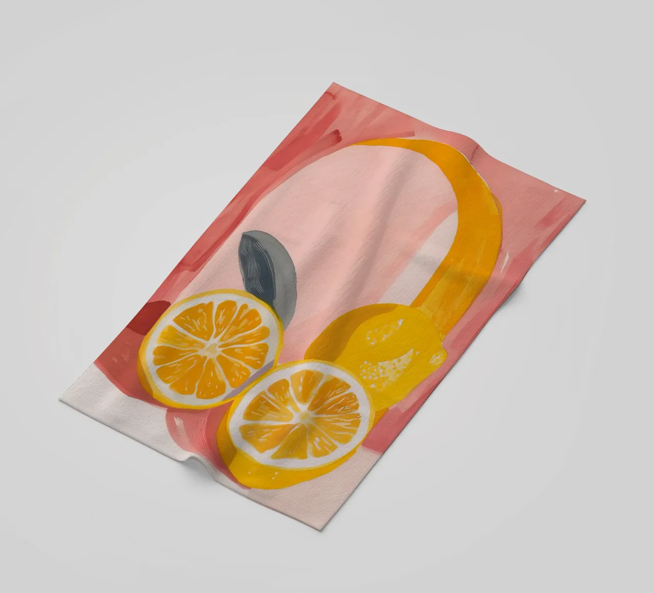 Zitrone drucken Illustration, abstrakte Frucht Kunst, Zitrone Poster Strandtuch von Bella Studio