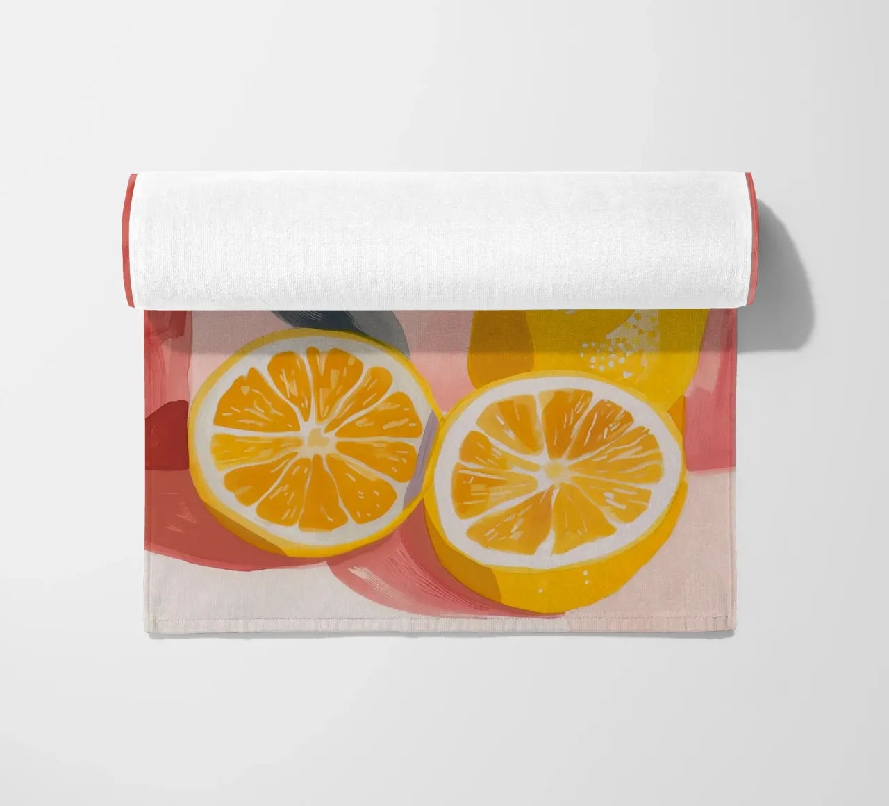 Zitrone drucken Illustration, abstrakte Frucht Kunst, Zitrone Poster Strandtuch von Bella Studio
