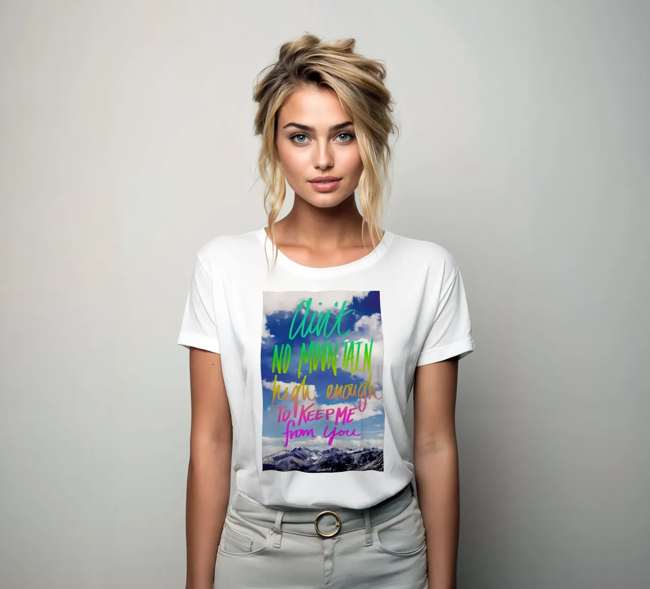 Ain't No Mountain High women's fitted t-shirt by Leah Flores