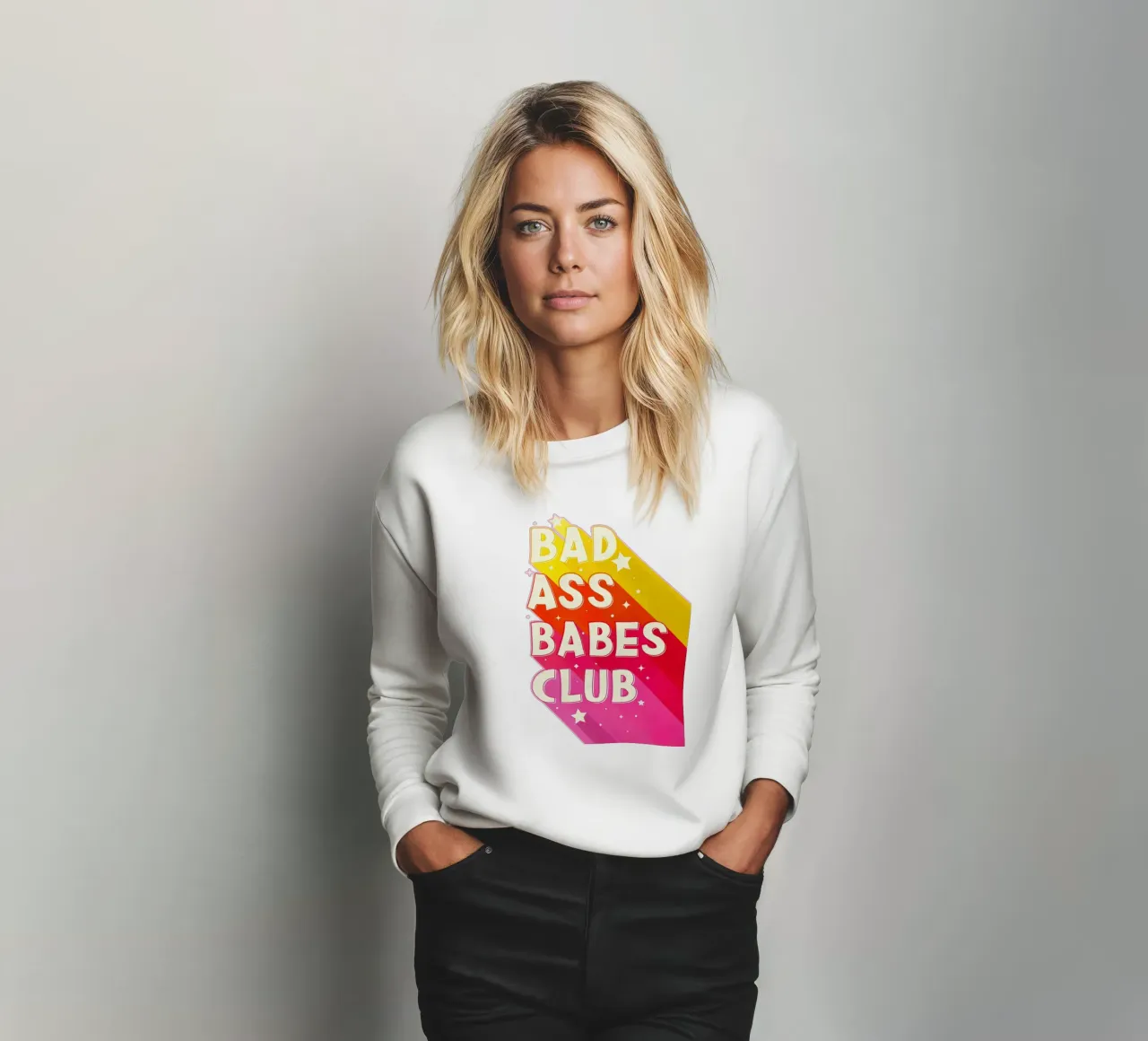 "Badass Babes Club" – Retro Feminist Typography Print felpa da showmemars