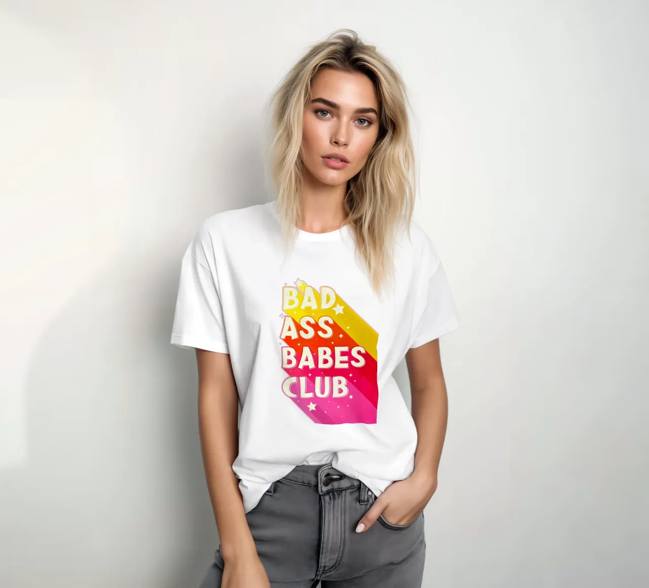 "Badass Babes Club" – Retro Feminist Typography Print t-shirt da showmemars