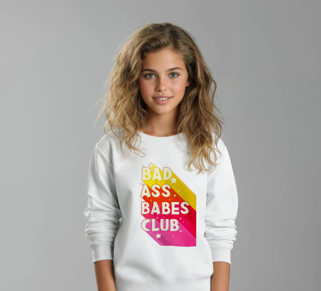 "Badass Babes Club" – Retro Feminist Typography Print felpa bambino da showmemars