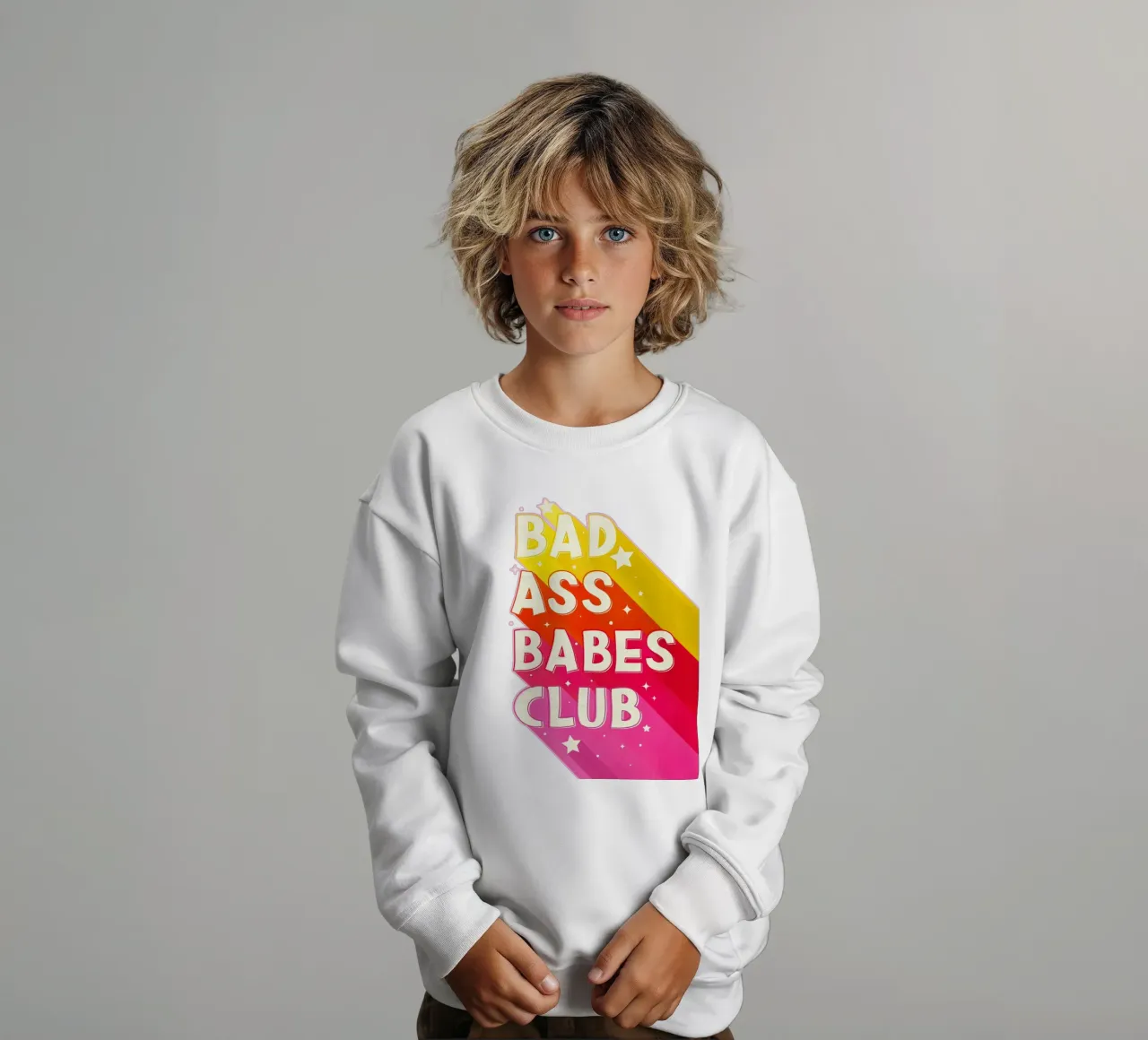 "Badass Babes Club" – Retro Feminist Typography Print felpa bambino da showmemars