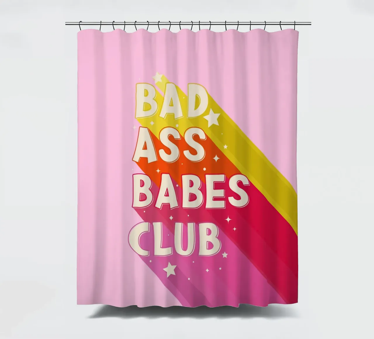 "Badass Babes Club" – Retro Feminist Typography Print shower curtain by showmemars