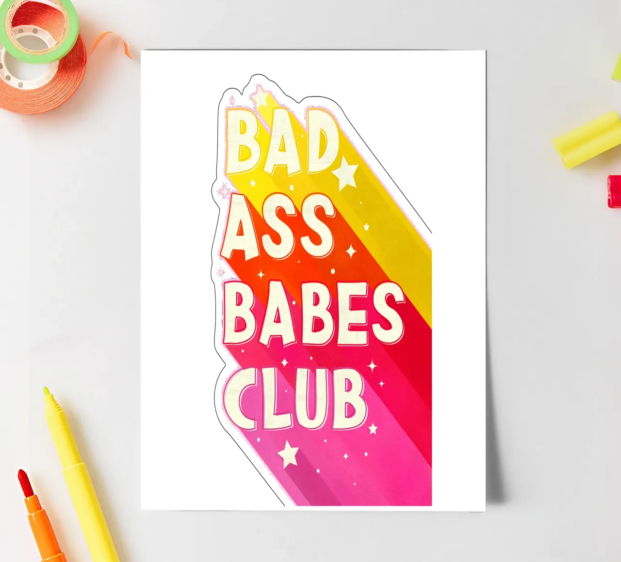 "Badass Babes Club" – Retro Feminist Typography Print sticker sheet by showmemars