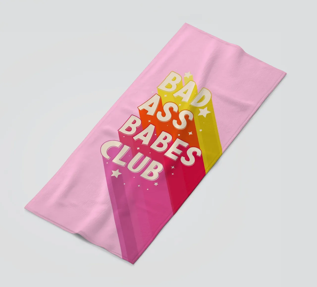 "Badass Babes Club" – Retro Feminist Typography Print telo mare da showmemars