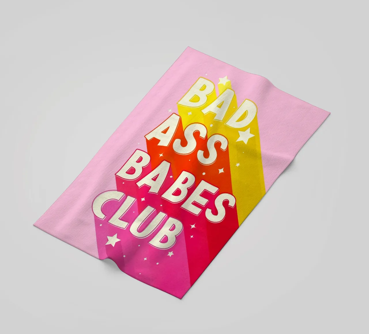 "Badass Babes Club" – Retro Feminist Typography Print telo mare da showmemars