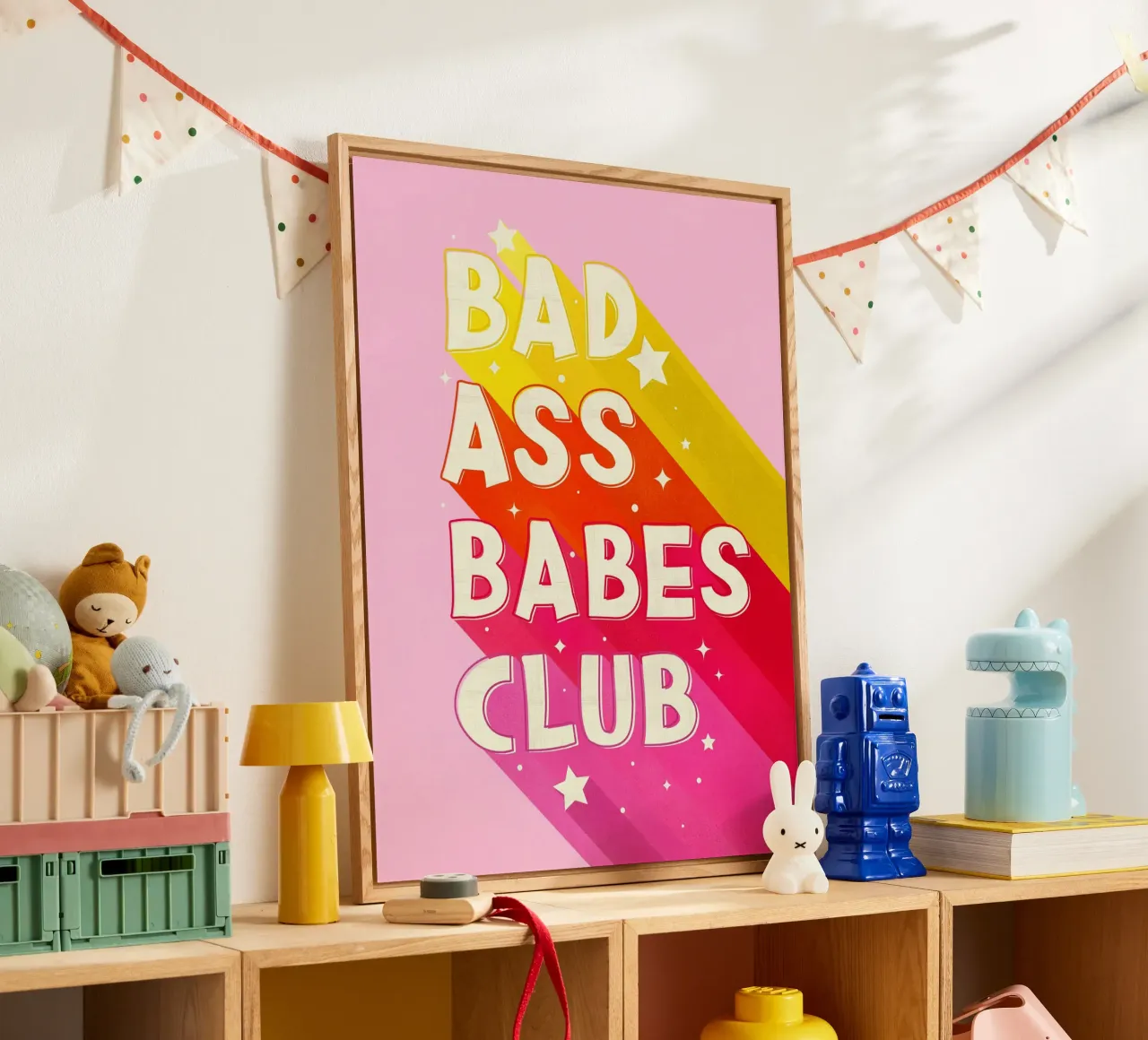 "Badass Babes Club" – Retro Feminist Typography Print plexiglass da showmemars