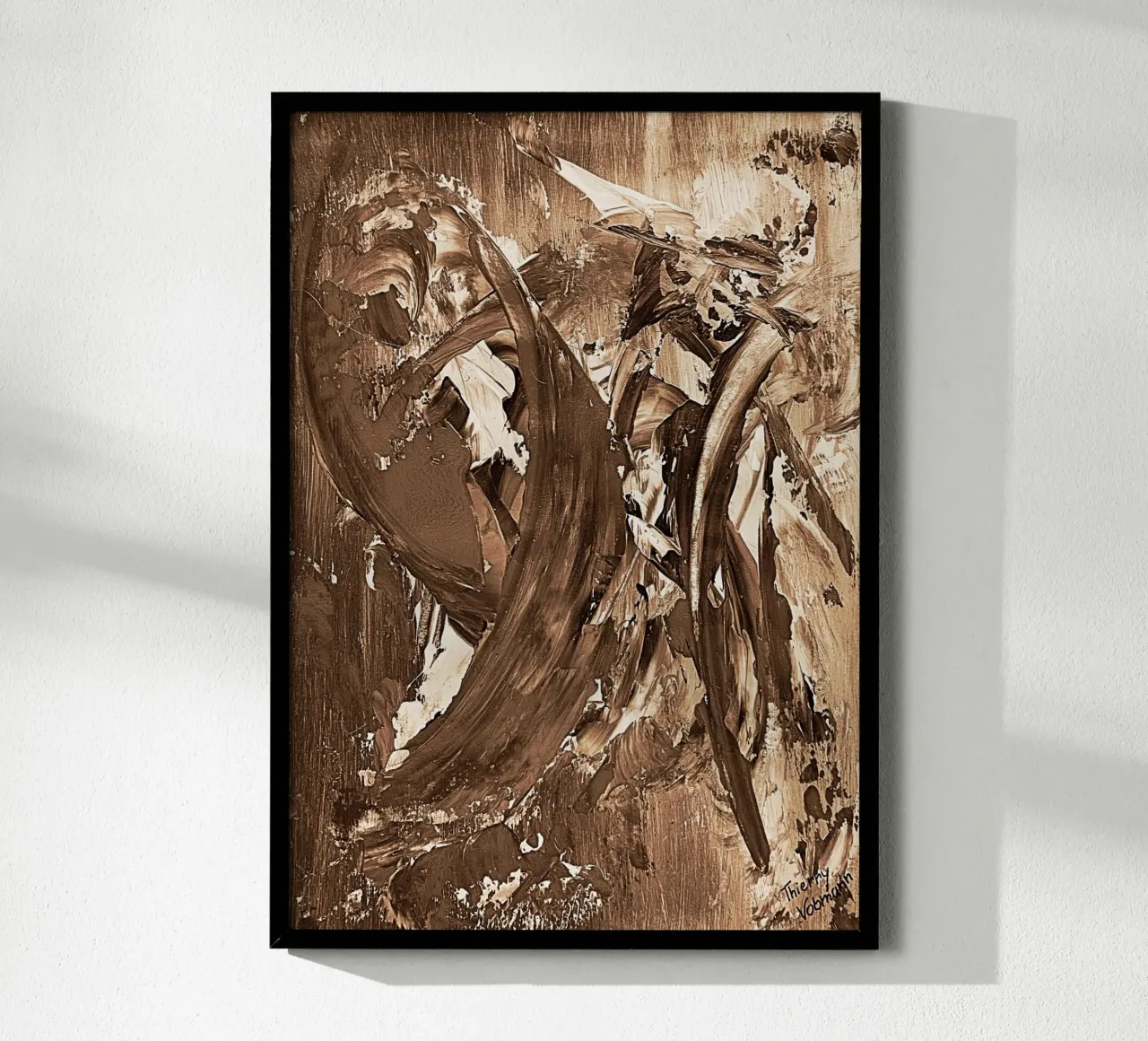 SEPIA 23 poster con telaio in alluminio da Thierry Vobmann Abstract painting
