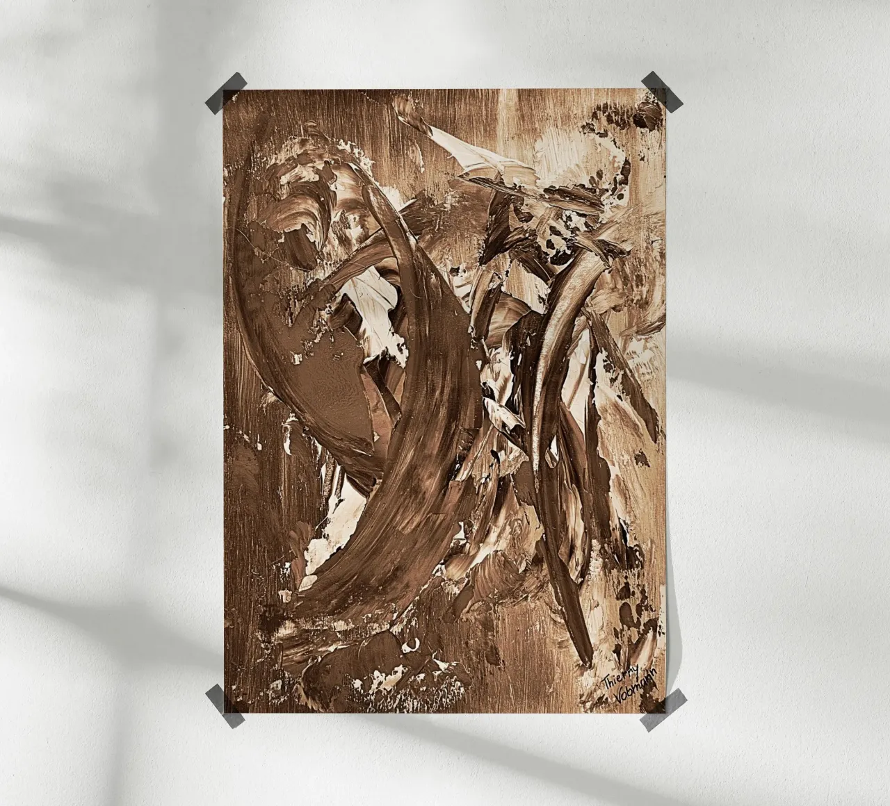 SEPIA 23 poster con telaio in alluminio da Thierry Vobmann Abstract painting