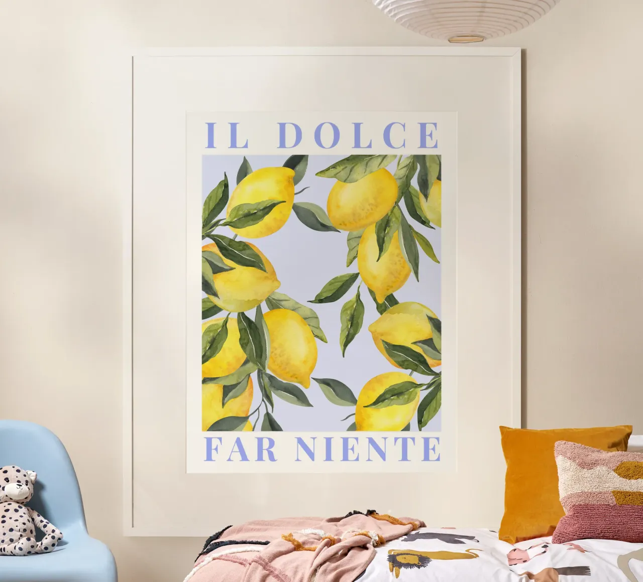 Poster al limone Dolce Far Niente, Poster Italiano al Limone Wall Art poster con telaio in legno da Bella Studio