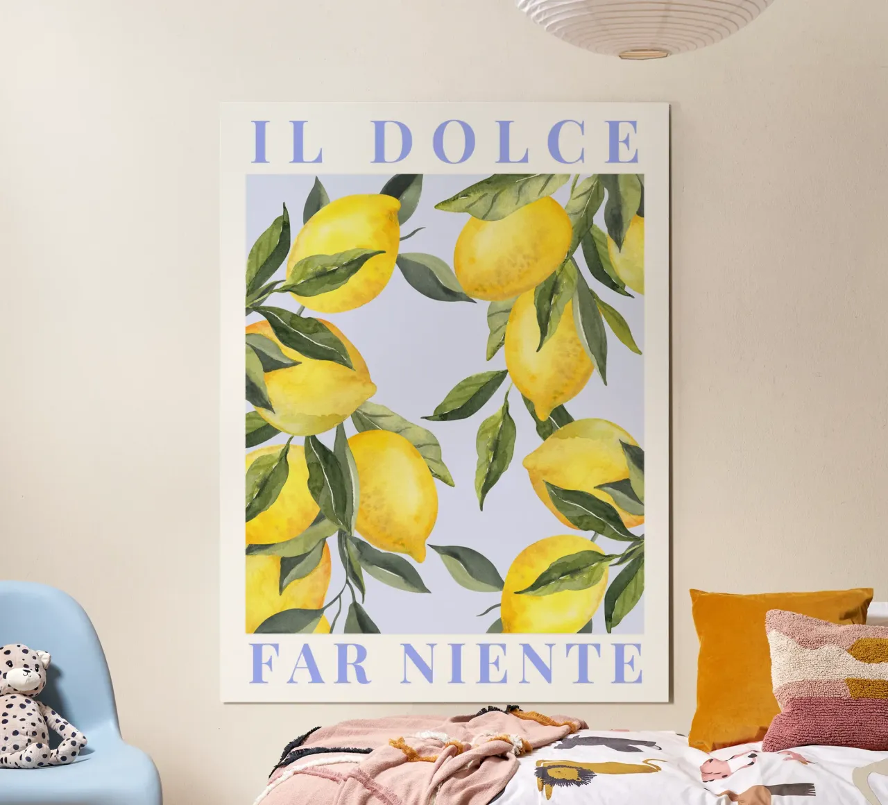 Poster al limone Dolce Far Niente, Poster Italiano al Limone Wall Art poster con telaio in legno da Bella Studio