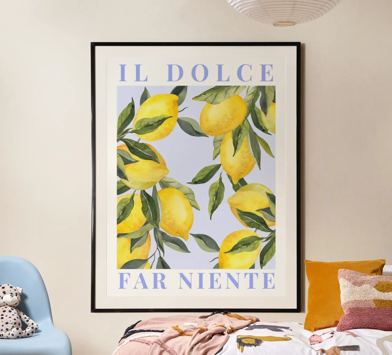 Poster al limone Dolce Far Niente, Poster Italiano al Limone Wall Art poster con telaio in legno da Bella Studio