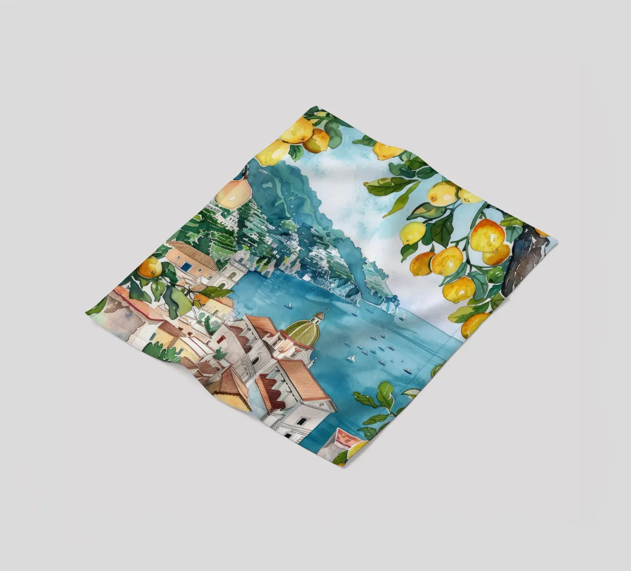 Art mural de la côte amalfitaine, poster de Positano, illustration de l'Italie plaid polaire de Bella Studio