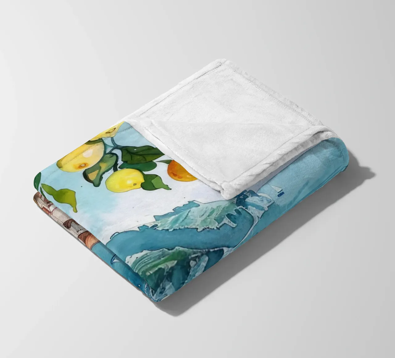 Art mural de la côte amalfitaine, poster de Positano, illustration de l'Italie plaid polaire de Bella Studio