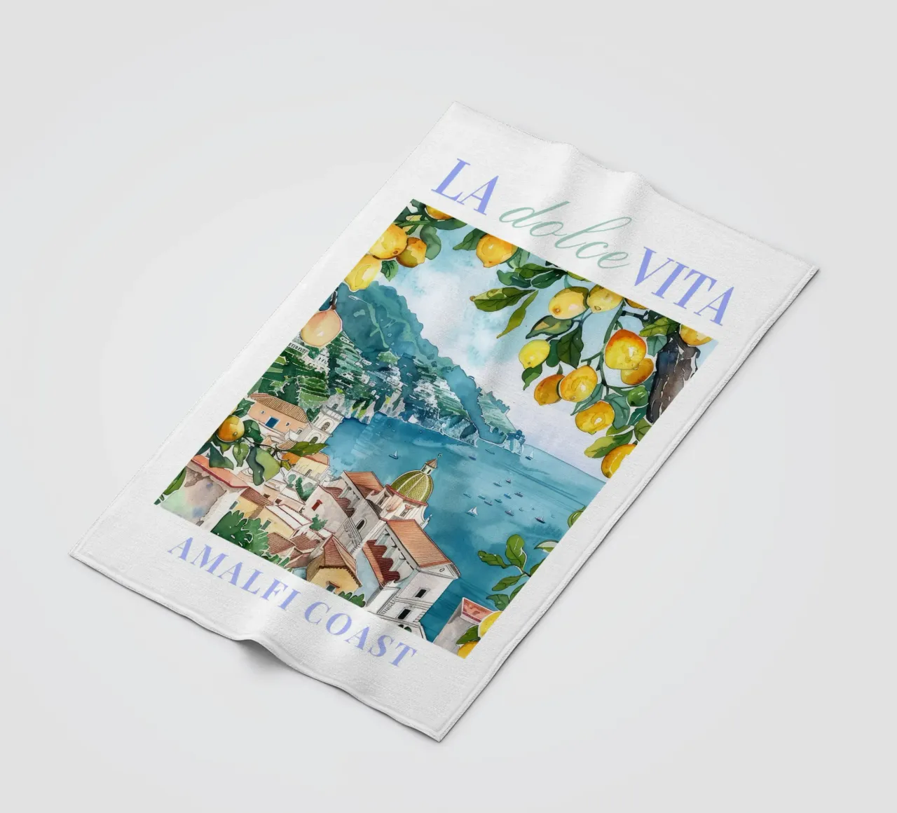 Art mural de la côte amalfitaine, poster de Positano, illustration de l'Italie plaid polaire de Bella Studio