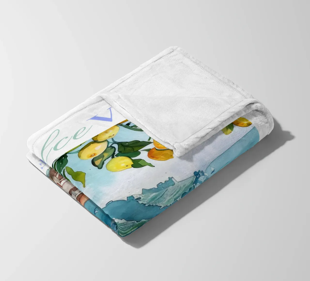 Art mural de la côte amalfitaine, poster de Positano, illustration de l'Italie plaid polaire de Bella Studio