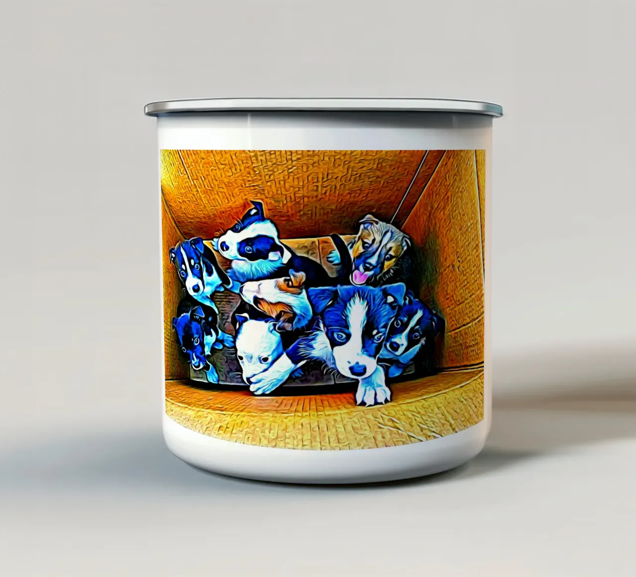 Cuccioli tazza in smalto da Massimo Frascogna
