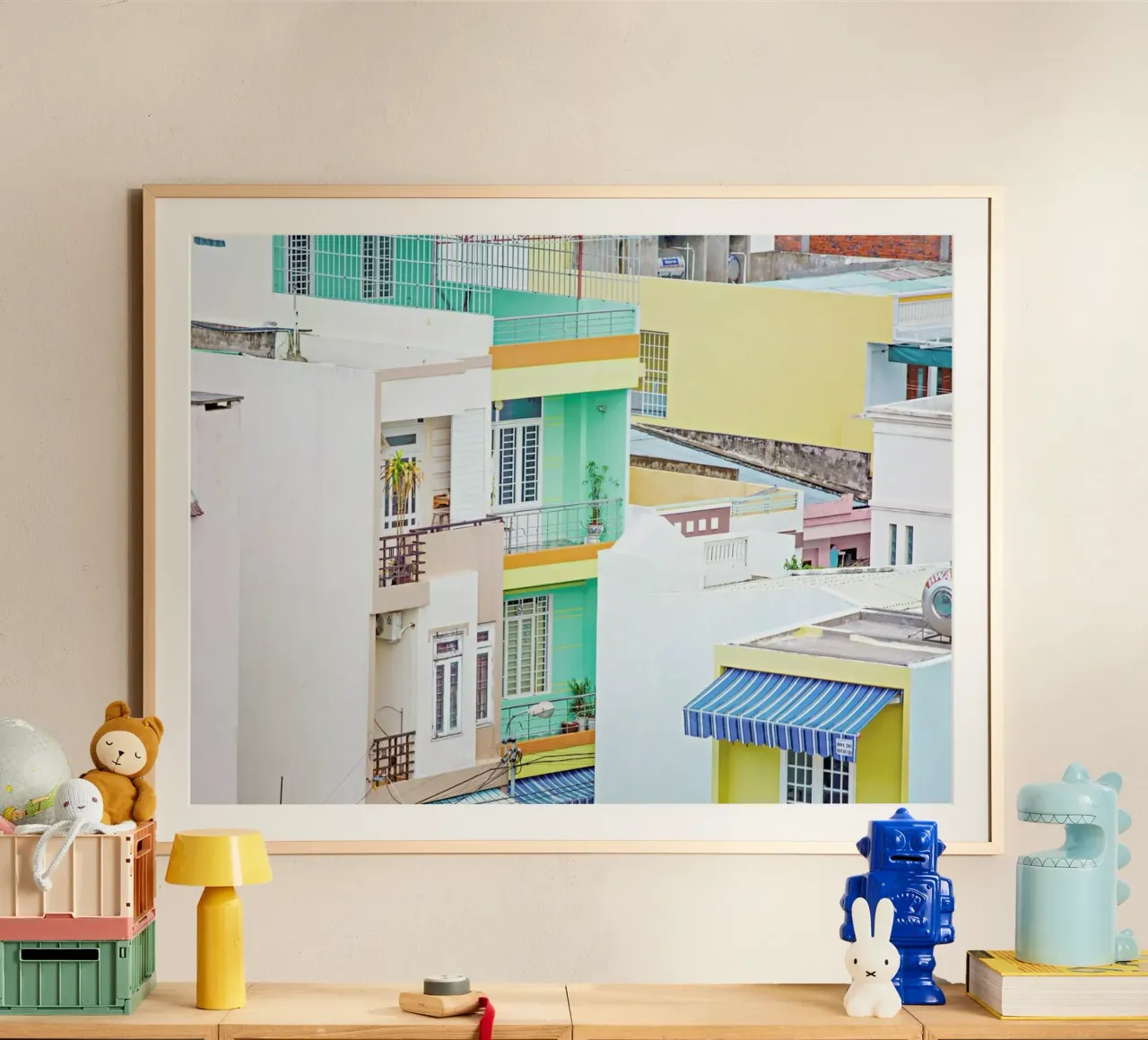 Danang Pastels poster con telaio in alluminio da Charlotte Curd